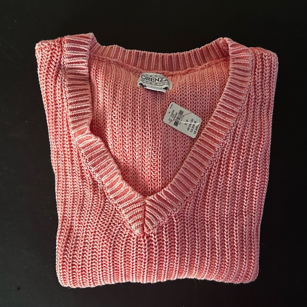 PINK Victoria's Secret Coral-Peach V-Neck Knit Sweater